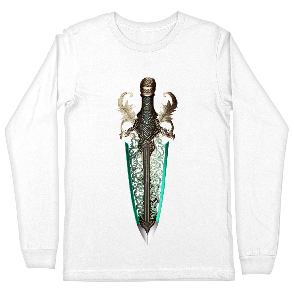 Cool Graphic Long Sleeve T-Shirt - Cool Sword T-Shirt - Creative Long Sleeve Tee