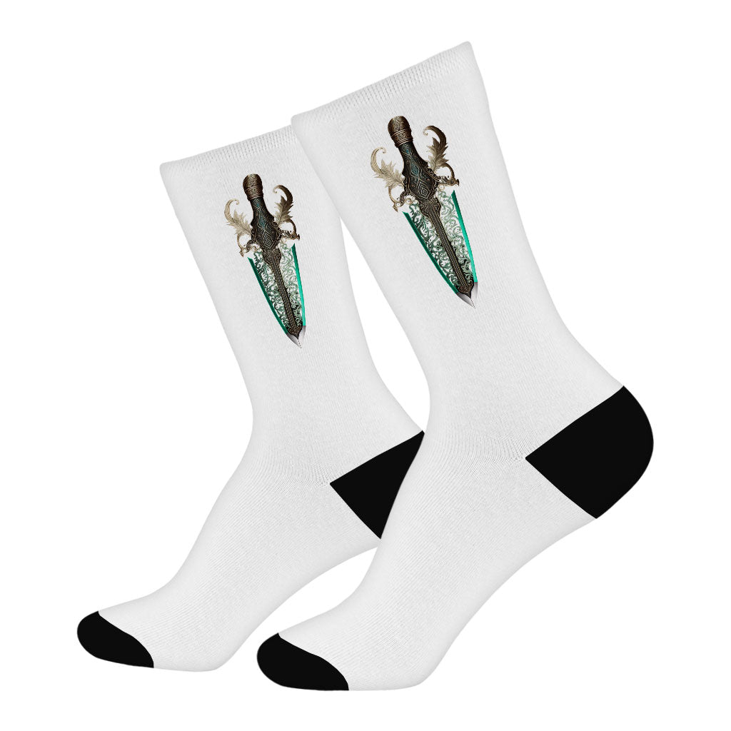 Cool Graphic Socks - Cool Sword Novelty Socks - Creative Crew Socks