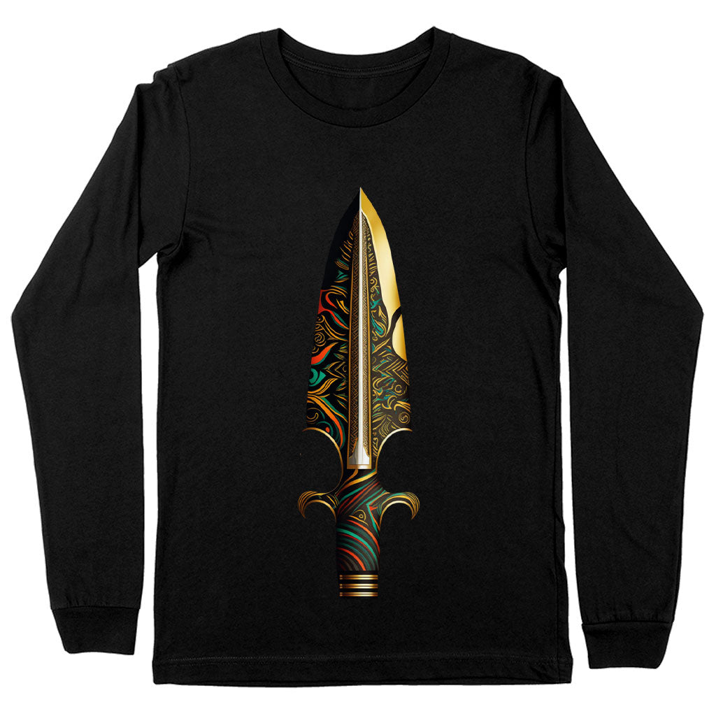 Cool Art Long Sleeve T-Shirt - Dagger T-Shirt - Graphic Long Sleeve Tee