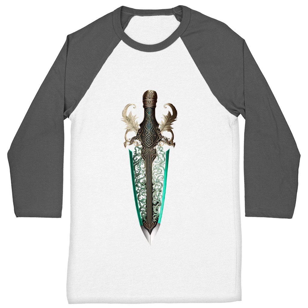 Cool Graphic Baseball T-Shirt - Cool Sword T-Shirt - Creative Baseball Tee