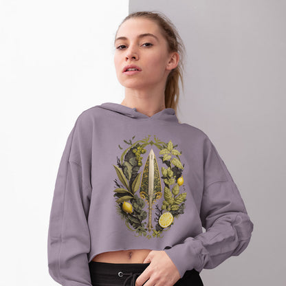 Creative Graphic Women's Cropped Hoodie - Lemon Cropped Hoodie - Best Print Hooded Sweatshirt