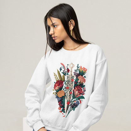 Dagger Sweatshirt - Floral Crewneck Sweatshirt - Cool Sweatshirt