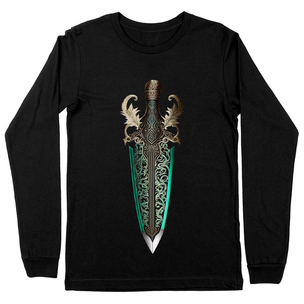 Cool Graphic Long Sleeve T-Shirt - Cool Sword T-Shirt - Creative Long Sleeve Tee