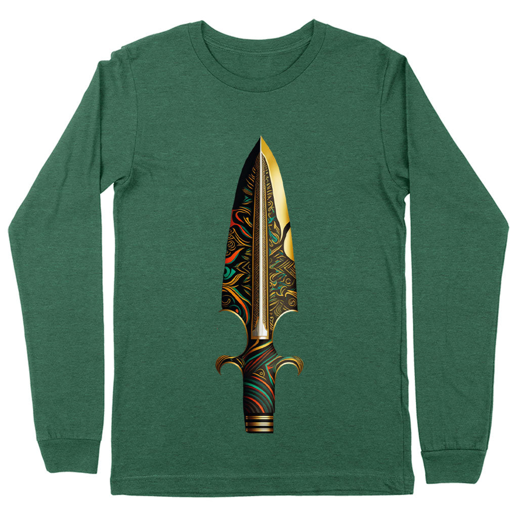 Cool Art Long Sleeve T-Shirt - Dagger T-Shirt - Graphic Long Sleeve Tee