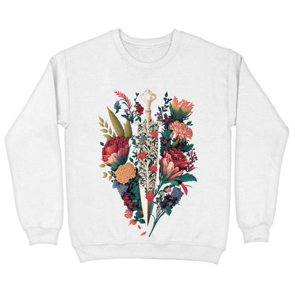 Dagger Sweatshirt - Floral Crewneck Sweatshirt - Cool Sweatshirt