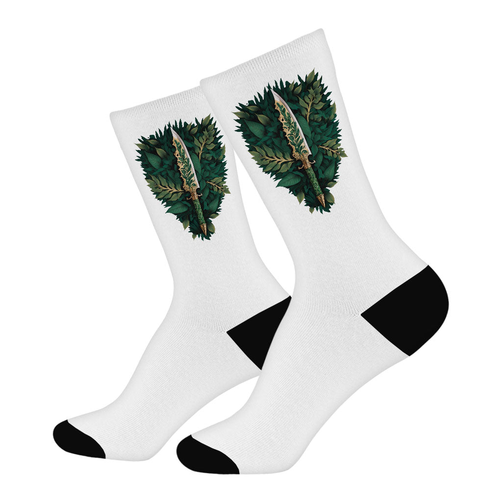 Witch Dagger Socks - Best Art Novelty Socks - Cool Design Crew Socks