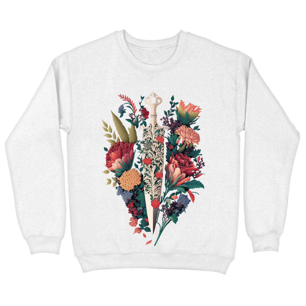 Dagger Sweatshirt - Floral Crewneck Sweatshirt - Cool Sweatshirt