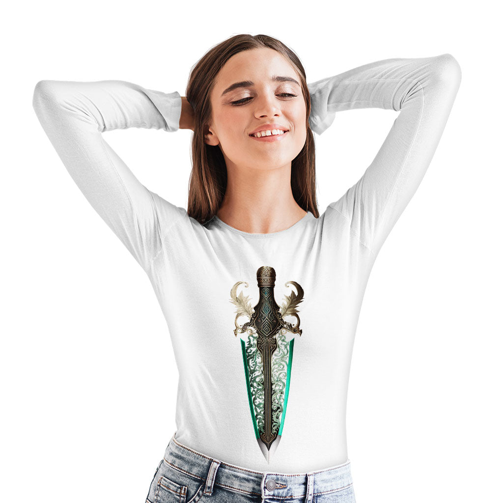 Cool Graphic Long Sleeve T-Shirt - Cool Sword T-Shirt - Creative Long Sleeve Tee