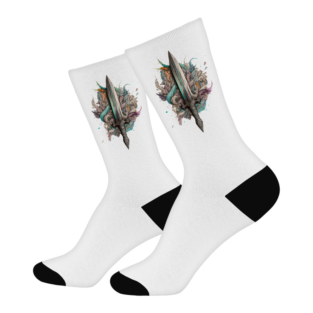 Sword Socks - Dagger Design Novelty Socks - Themed Crew Socks