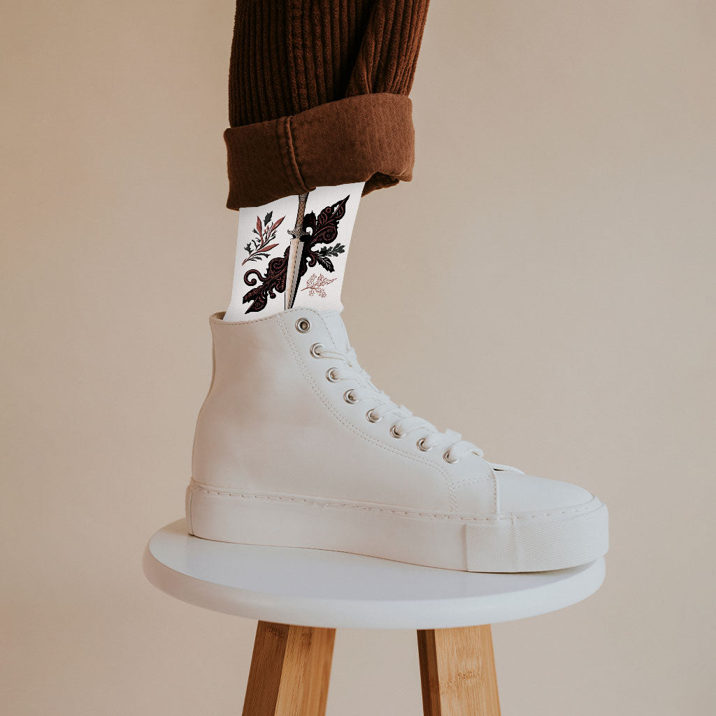 Cool Dagger Socks - Cool Illustration Novelty Socks - Printed Crew Socks